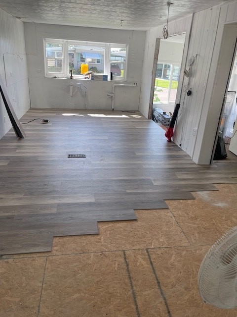 New plank flooring installation in a mobile home