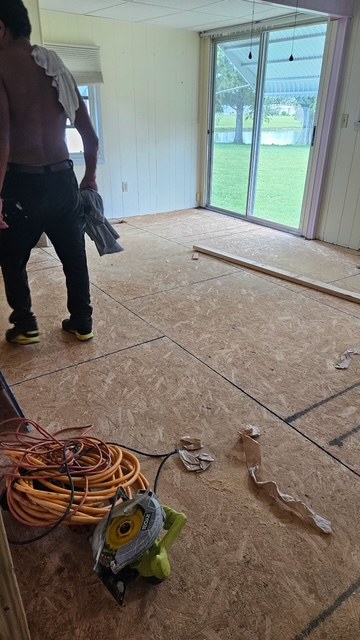 Flooring repair in progress